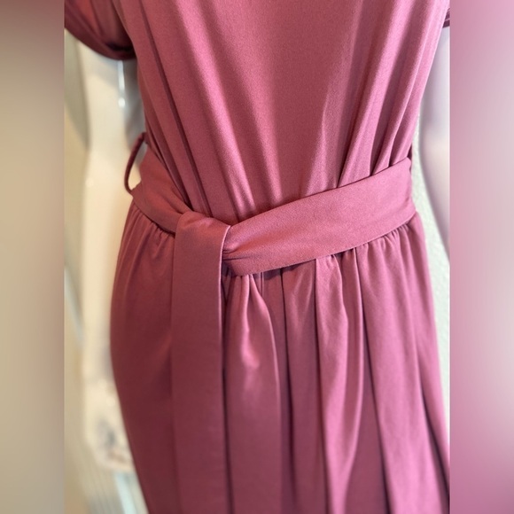 Soft Stretchy Wrap-Look Pull-Over Belted Dress~Short Rolled Sleeves~Size M - Picture 7 of 14